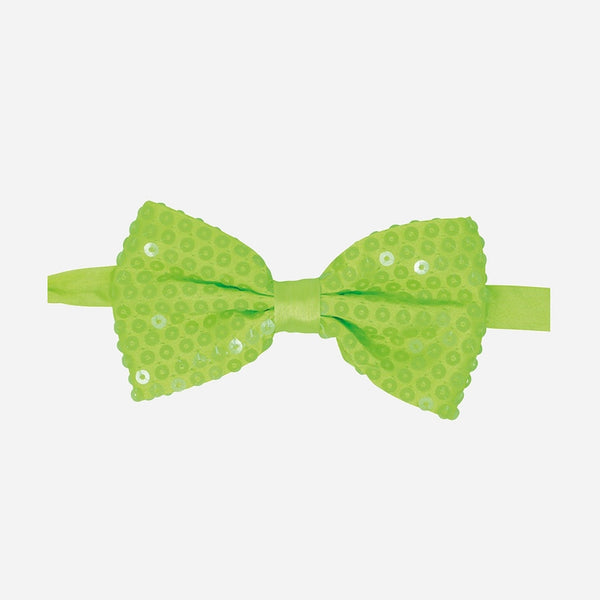 Noeud papillon à sequins néon fluo vert 13 × 7 cm