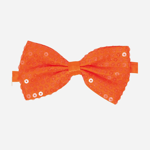 Noeud papillon à sequins néon fluo orange 13 × 7 cm