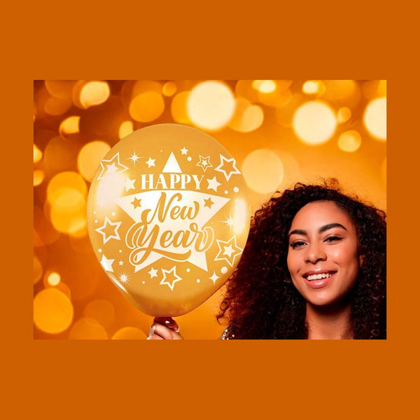 Lot de 10 ballons de fête Happy New Year or 30 cm