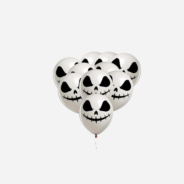 Lot de 10 ballons de fête halloween motif fantôme blanc 30 cm