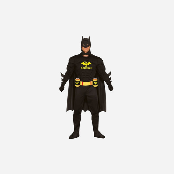Déguisement gag super héros Barman noir 3 pièces homme Taille M/L