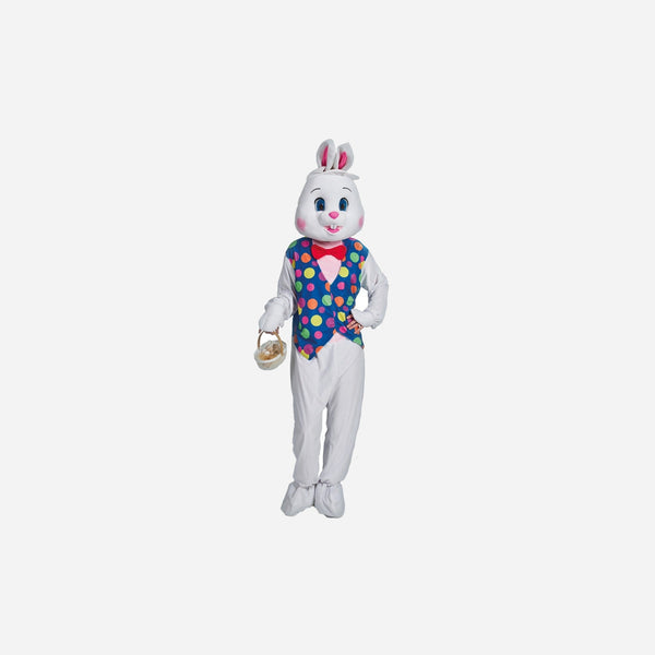 Déguisement mascotte de lapin blanc avec gilet adulte