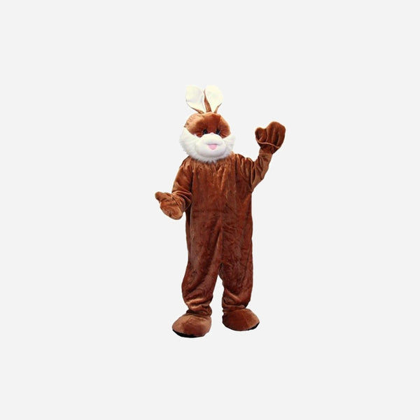 Déguisement mascotte de lapin brun barbe blanche adulte