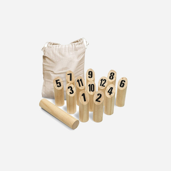 Jeu de quilles finlandaises Mölkky en bois fsc 13 pièces