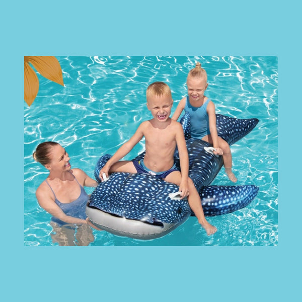 Baleine géante gonflable chevauchable bleu 2 places 1.93x1,22 m