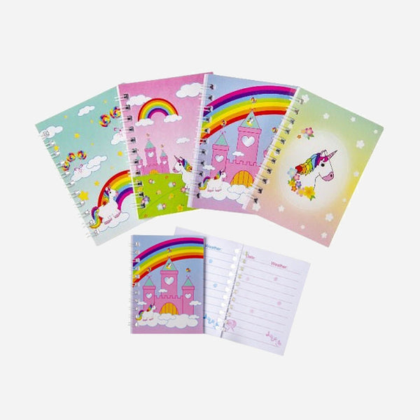 Lot de 4 carnets à spirales motifs licorne 11 × 8 cm
