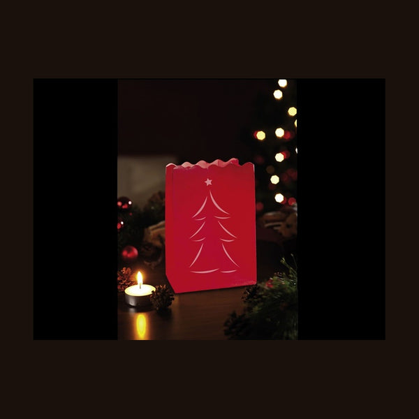 Lanterne de jardin sapin rouge