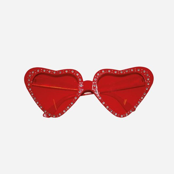 Lunettes coeur rouge avec strass 16 cm