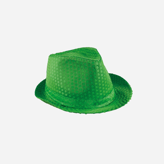 Chapeau trilby à sequins néon fluo adulte