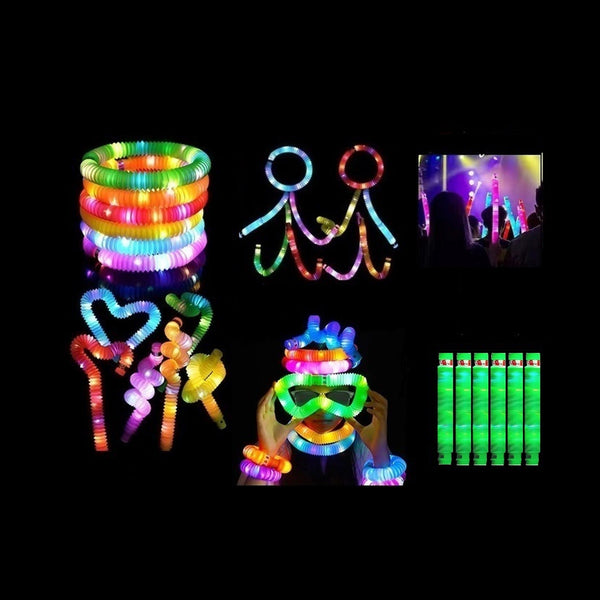 Lot de 6 tubes Pop Fidget LED lumineux vert 64 cm