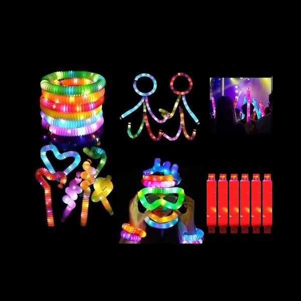 Lot de 6 tubes Pop Fidget LED lumineux rouge 64 cm