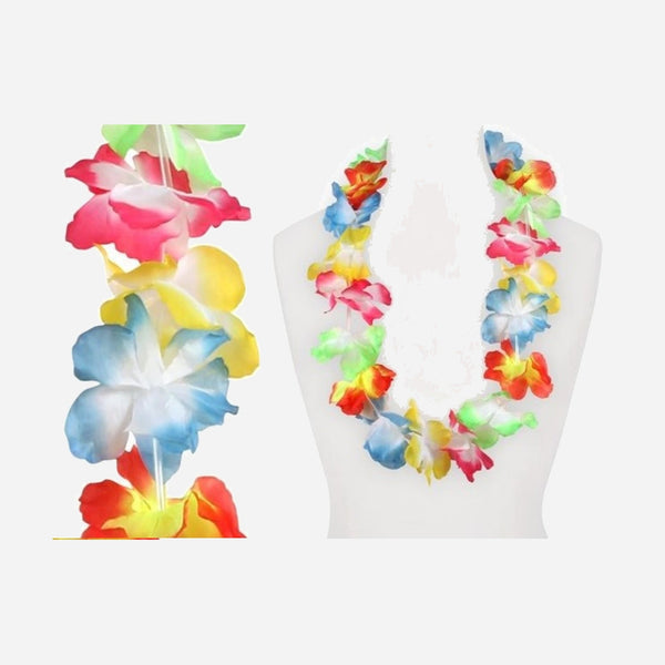 Collier de 40 fleurs épais Tahiti multicolore 110 mm