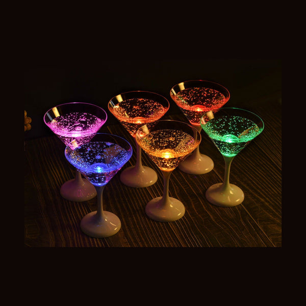 Lot de 6 verres coupes à martini cocktail lumineux LED