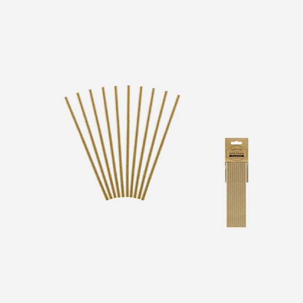 Lot de 10 pailles carton kraft nature 19.5 cm