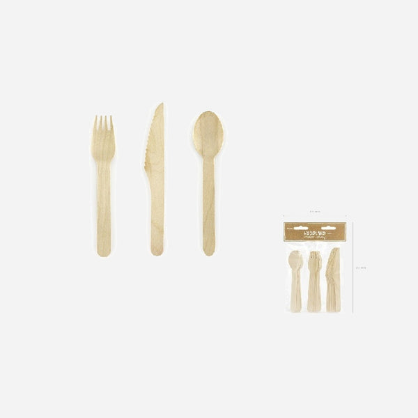 Lot de 18 couverts en bois 16 cm