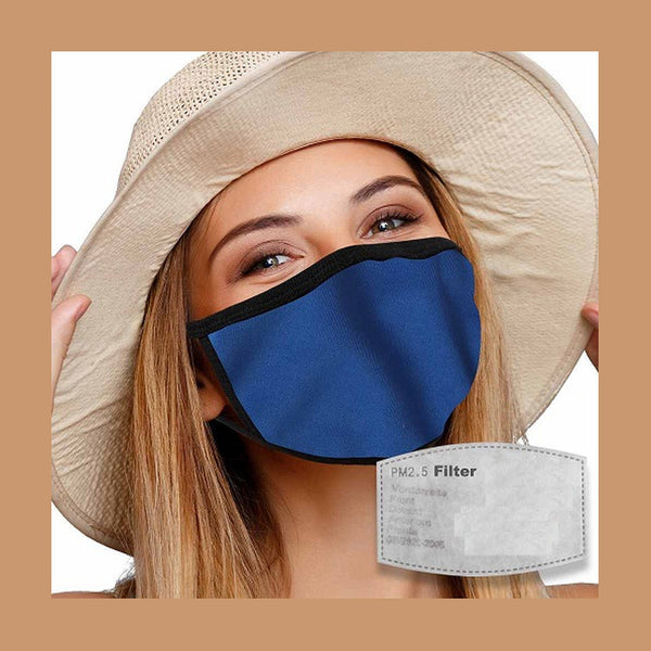 Masque textile lavable avec filtre actif bleu