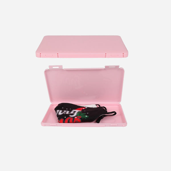 Boite transport plastique slim pour masque rose