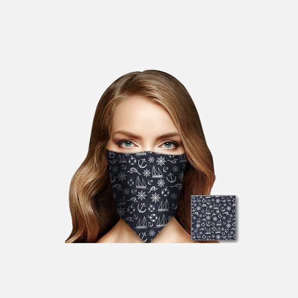 Bandana bleu marine motifs marins