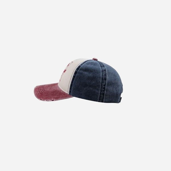 Casquette coton vintage Ancre Maritime Original rouge blanc bleu