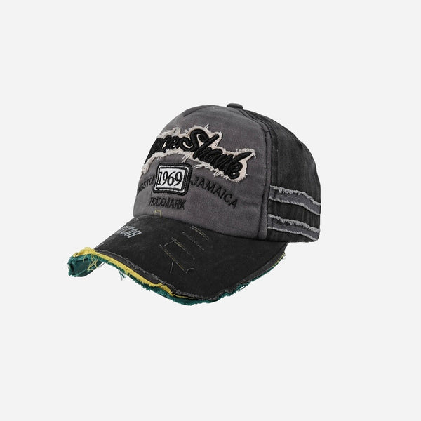 Casquette coton vintage Rock Shark 1969 gris brun fantaisie