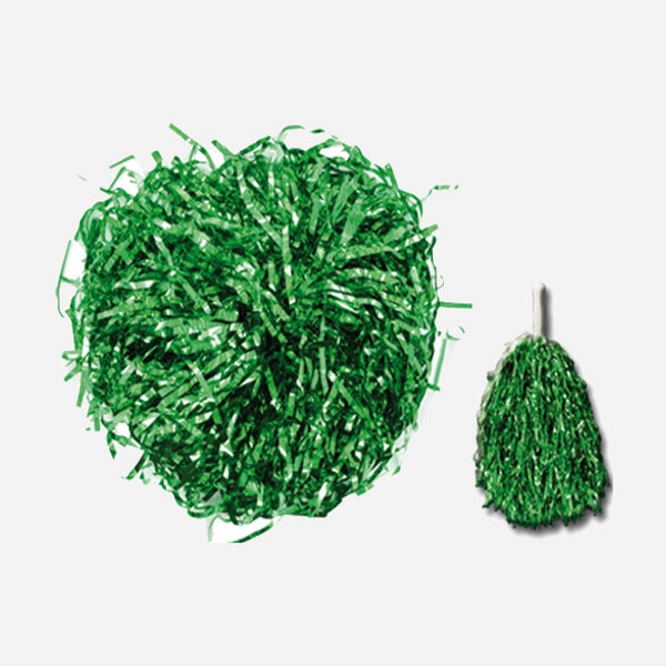 Paire de pompons pom pom girl avec poignée vert métal