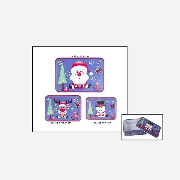 Lot de 3 boîtes métalliques motifs de noël assorti III