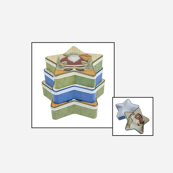 Lot de 3 boîtes métalliques motifs de noël assorti V