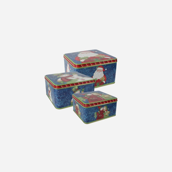 Lot de 3 boîtes métalliques motifs de noël assorti VI