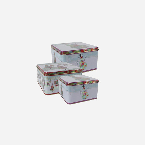 Lot de 3 boîtes métalliques motifs de noël assorti II