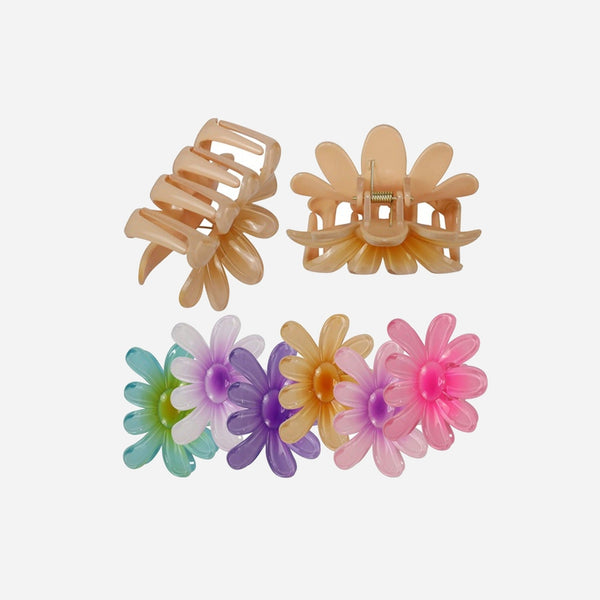 Pince à cheveux colorée motif fleur assorti 8 × 6 cm