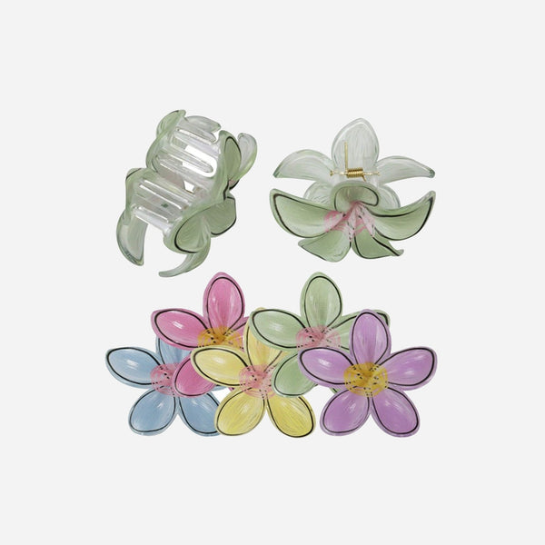 Pince à cheveux colorée motif fleur assorti 8 × 8 cm fantaisie