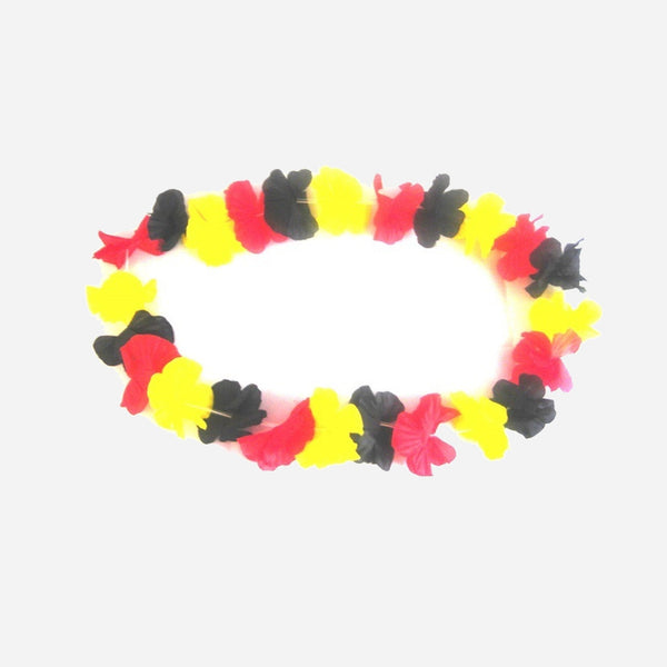 Collier de fleurs tahiti noir jaune rouge Belgique 60 mm