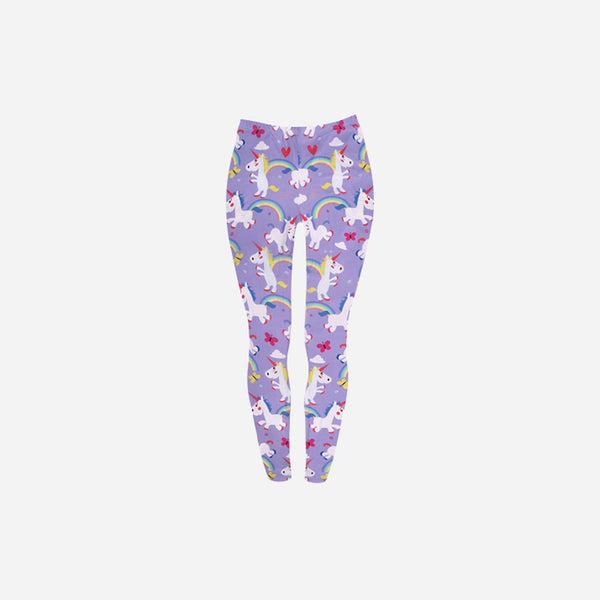 Pantalon legging motifs licorne mauve