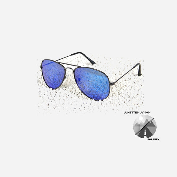 Lunettes de soleil polarex pilote aviateur gris bleu polarisées
