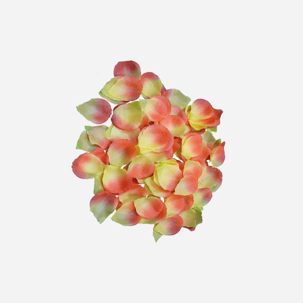 Lot avec 100 pétales de roses rose vert & jaune