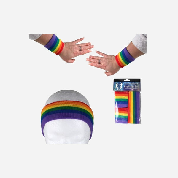 Set bandeau et bracelets éponge multicolore 3 pièces