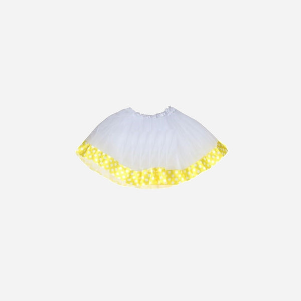 Jupe en tulle tutu blanc avec bandeau jaune adulte 60 cm