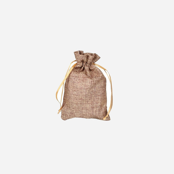 Sac en toile de jute bronze 15x9.5 cm