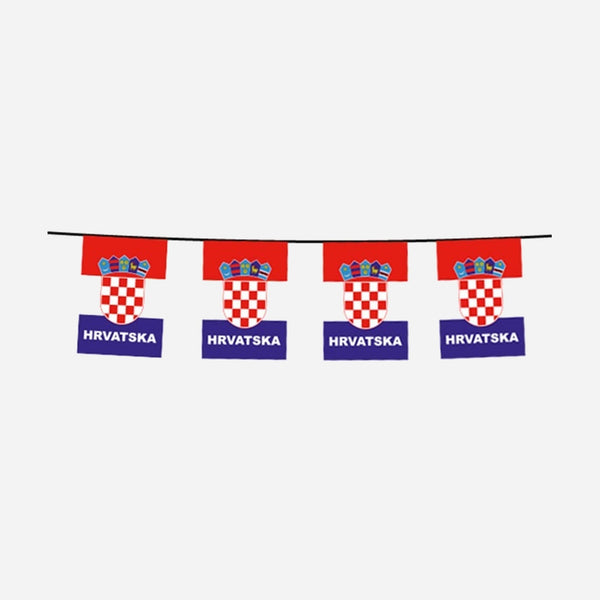 Guirlande 12 drapeaux fanions croatie 4,5 m