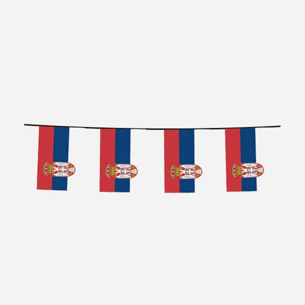 Guirlande 12 drapeaux fanions serbie 4,5 m