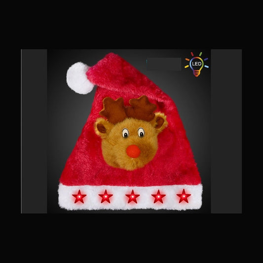 Bonnet de noël peluche 5 étoiles et renne