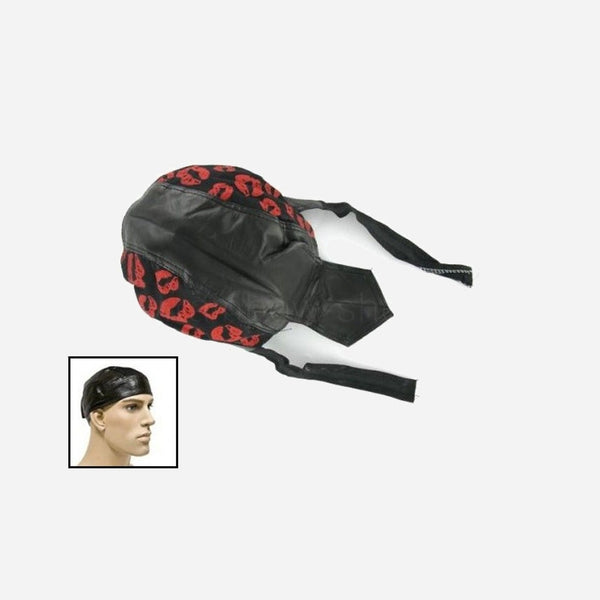 Zandana imitation cuir noir motif "Bouche Kiss" noir rouge