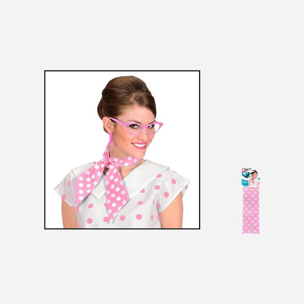 Foulard rose à pois blanc effet satiné