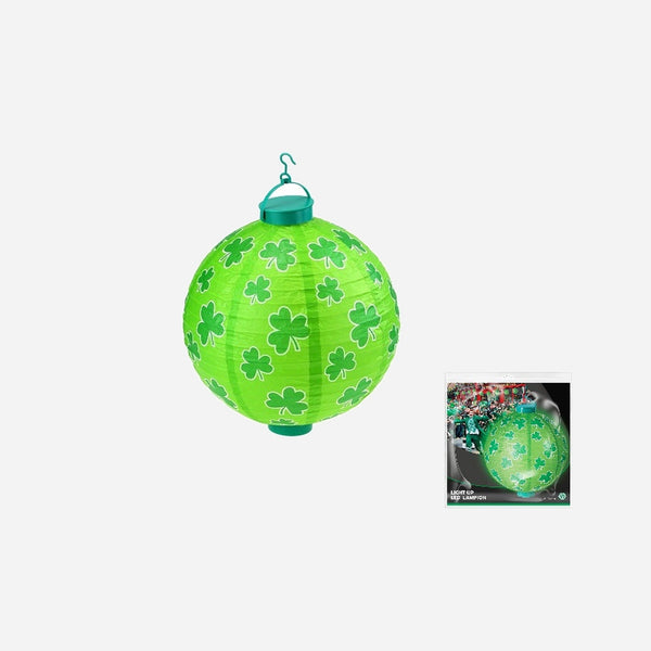 Lanterne lampion LED's motif "St Patrick" vert 30 cm