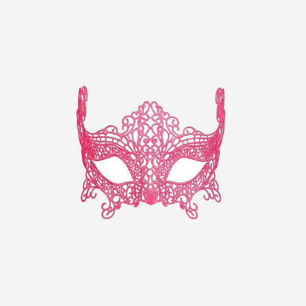 Masque loup neon fluo rose en dentelle luxe