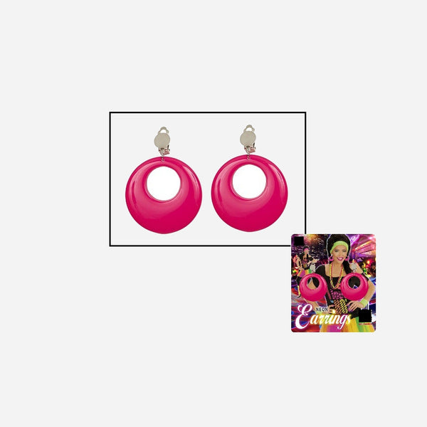Paire de boucles d'oreilles neon fluo avec clips rose