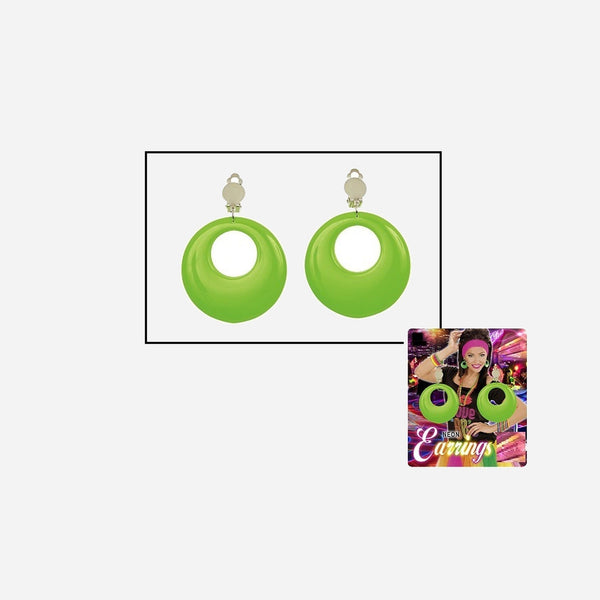 Paire de boucles d'oreilles neon fluo avec clips vert