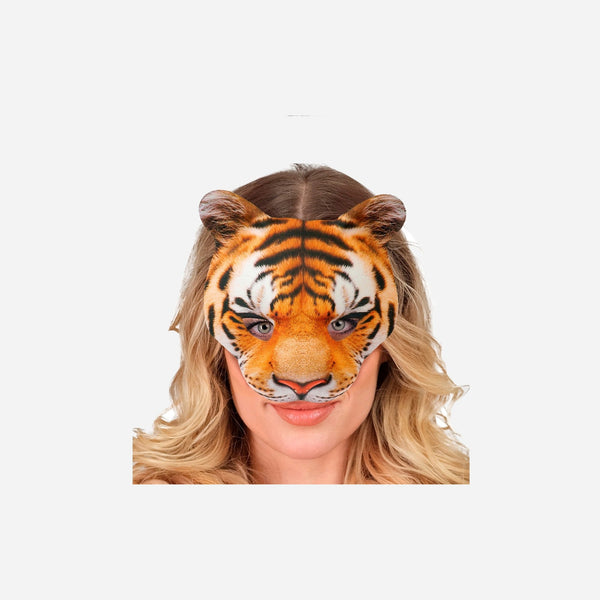 Demi masque en mousse motif tigre luxe