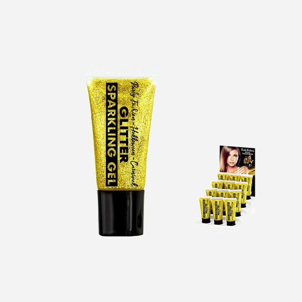 Maquillage crème à l'eau en tube paillettes or 25 ml de fête