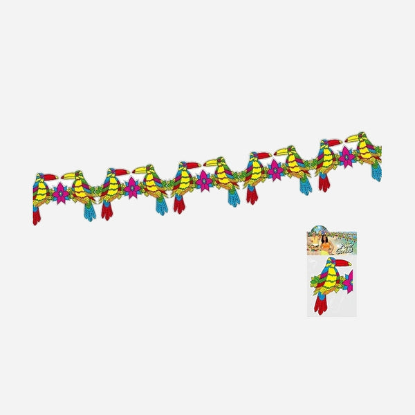 Guirlande motifs Toucans avec fleurs 3 m